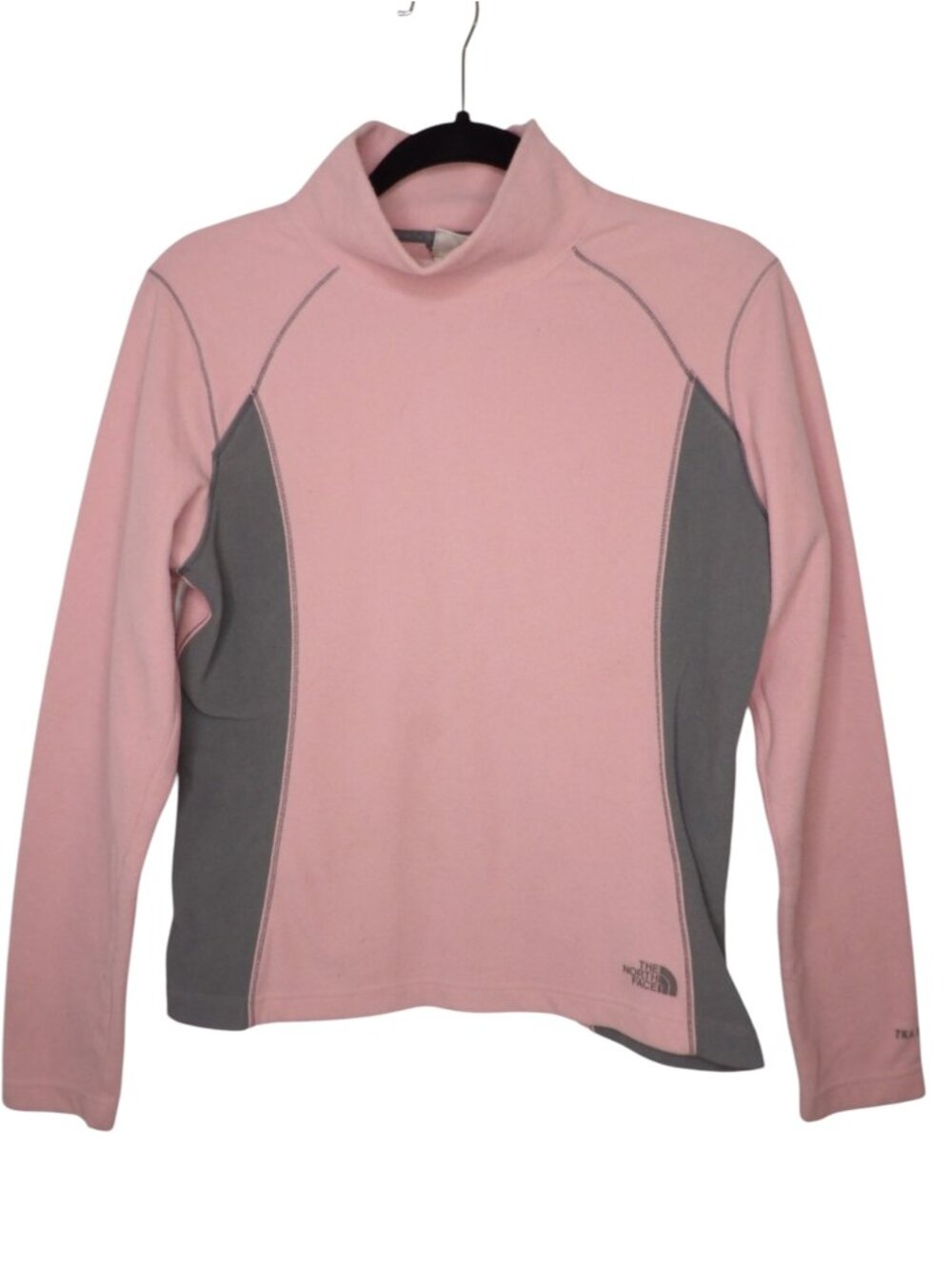 The North Face Pink and Gray TKA Microfleece Turtleneck Pullover Medium